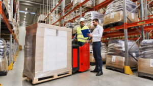 inventory on a pallet in a warehouse